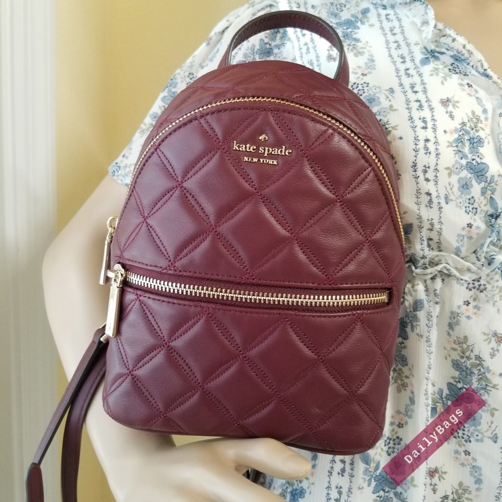CHERRYWOOD MINI CONVERTIBLE BACKPACK KATE SPADE LEATHER MAROON BURGUNDY